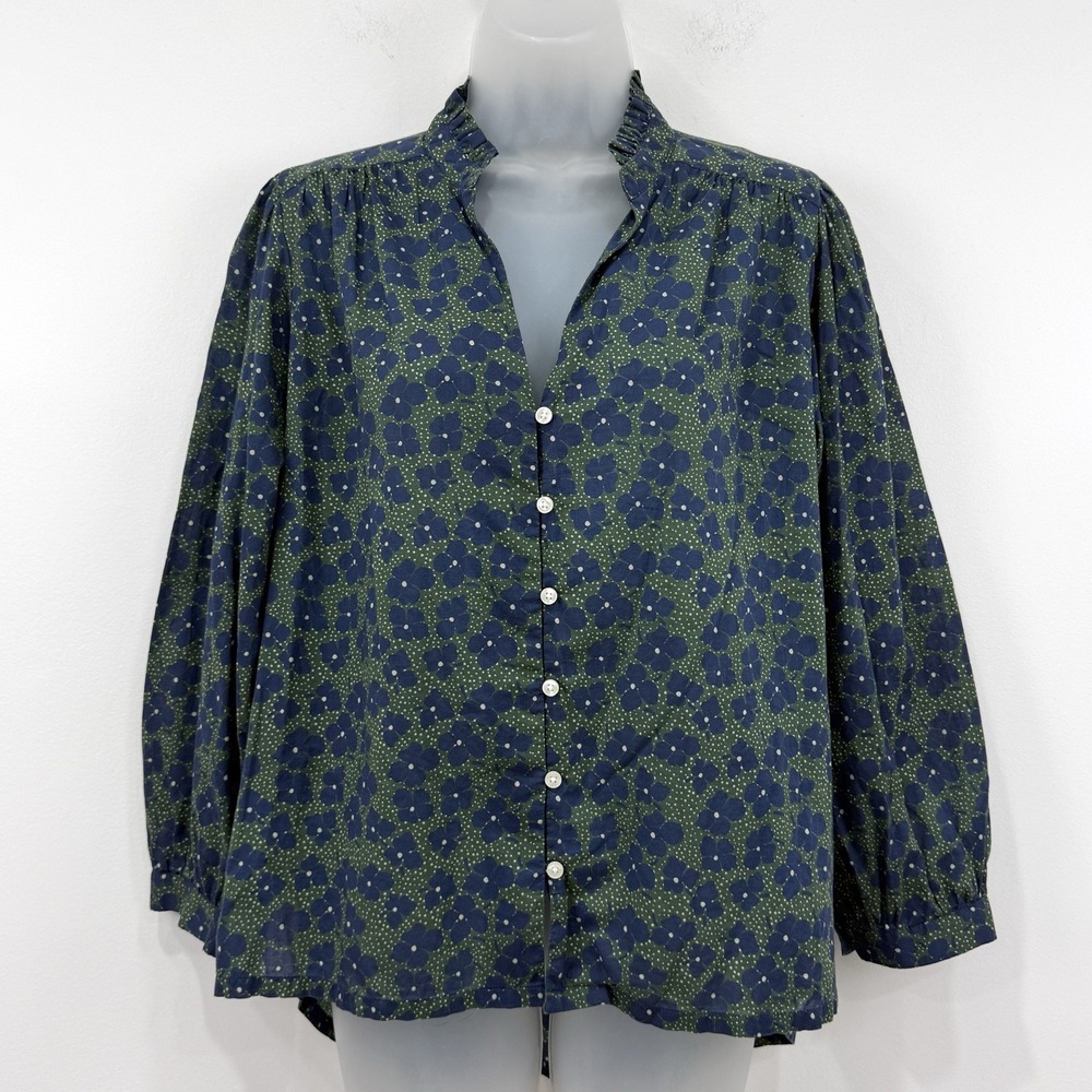 Trovata Birds Of Paradise Quincy Blouse S Navy Fleur Preppy Boxy Oversized